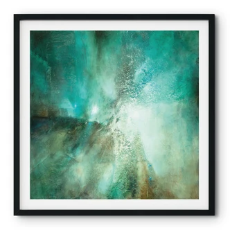 Poster Abstract turquoise in licht en textuur - Schmucker - Vierkant 