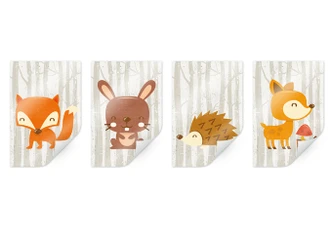 Poster Bosdiertjes Set (4-delig) 