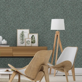 Bladbehang, vliesbehang Factory V groen 