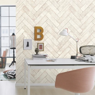 baksteen behang, steen effect behang Factory V wit 