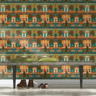 Papier peint intissé Rasch, papier peint à motifs Indian Style vert clair 
