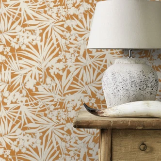 Bloemen behang vliesbehang Paraiso oranje 