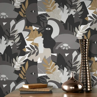 Rasch papier peint intissé, papier peint à motifs Salsa noir profond 