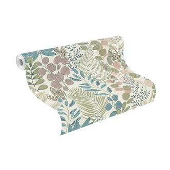 Rasch papier peint intissé, papier peint à motifs Salsa crème, vert tilleul, vieux rose 
