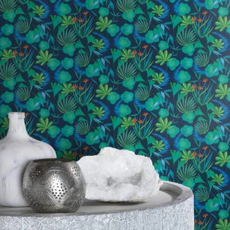 Papier peint intissé Rasch, papier peint à motifs Salsa bleu azur 