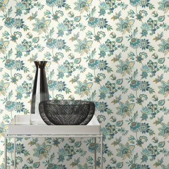 Papier peint intissé Rasch, papier peint à motifs Salsa blanc crème 