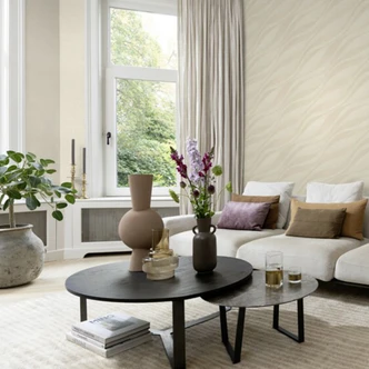 Wellentapete, Vliestapete Sky Lounge beige-champagner 