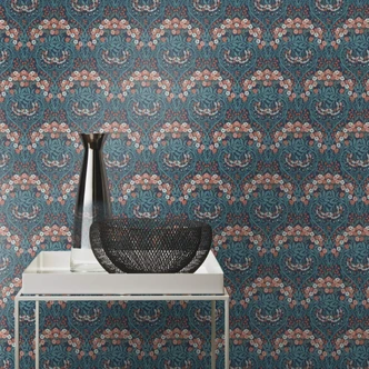 Rasch papier peint intissé, papier peint à motifs Sophia bleu pétrole 