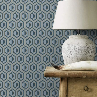 Papier peint intissé Rasch, papier peint à motifs Sophia bleu foncé 