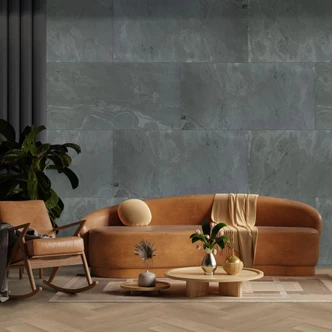 Echtstein - 3D Wandpaneel, Set aus 6 Natursteinplatten als luxuriöse Wandverkleidung - Schiefer Schwarz Echtstein - 3D Wandpaneel, Set aus 6 Natursteinplatten als luxuriöse Wandverkleidung - Schiefer Schwarz