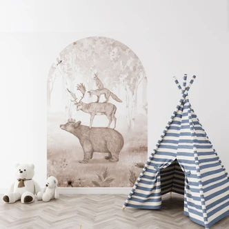 Muursticker rond boogpaneel De Berenkoning - Kikki Belle - breed Muursticker rond boogpaneel De Berenkoning - Kikki Belle - breed