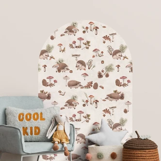 Adesivo murale ad arco tondo Dolce riccio nella foresta autunnale - Kikki Belle - wide Adesivo murale ad arco tondo Dolce riccio nella foresta autunnale - Kikki Belle - wide