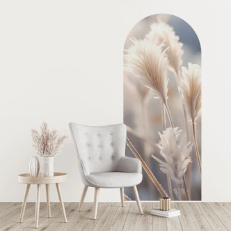 Wandtattoo Rundbogen Wandpaneel Pastellfarbene Gräser - Treechild - schmal 