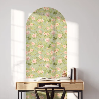 Wandtattoo Rundbogen Wandpaneel Rosengarten - UN Design - schmal 