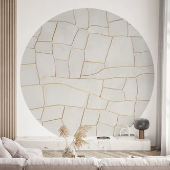 Fototapet med abstrakt krakeleret mønster i beige - Alma - Rundt - Selvklæbende/ikke-vævet 