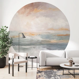 Fototapete Abstrakte Wellen im Licht der Dämmerung - Alpenglow Workshop - Rund - Selbstklebend/Vlies 