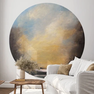 Wall Mural Sunset - Golden light in the evening sky - Bergius - Round - non self-adhesive/self-adhesive wallpapers 