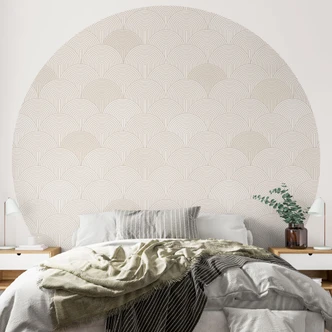 Fototapete Abstrakte Halbkreise in Soft Beige - Bloomery Decor - Rund - Selbstklebend/Vlies 