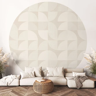 Papier peint photo demi-cercles style rétro - Bloomery Decor - rond - adhésif/non tissé 
