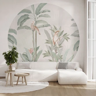 Papel pintado Selva tropical con cacatúas - Bloomery Decor - Redondo - Autoadhesivo/no tejido Papel pintado Selva tropical con cacatúas - Bloomery Decor - Redondo - Autoadhesivo/no tejido