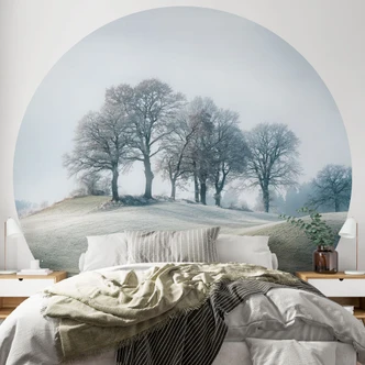 Fototapete Frostige Hügellandschaft | Natur Tapete - Eisenmann - Rund - Selbstklebend/Vlies 