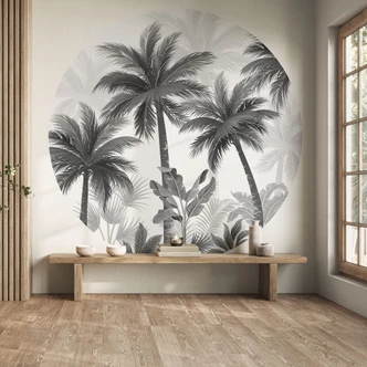 Fototapete Exotische Palmenlandschaft - Rund - Selbstklebend/Vlies 