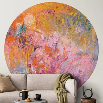 Fototapete Abstrakter bunter Rosengarten - Fagan - Rund - Selbstklebend/Vlies 