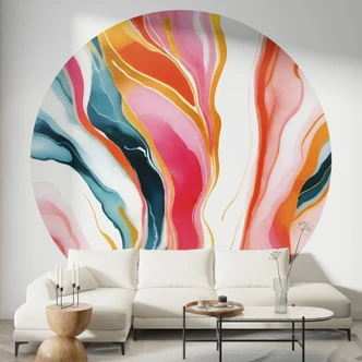 Tapet cirkel Farverig abstrakt marmorering - Gokhale - vliesetapet/selvklæbende non-woven tapet 