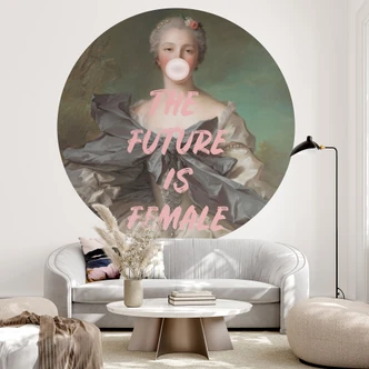 Papier peint photo avec le slogan L'avenir est au féminin - Grace Digital Art - Rond - papier peint intissé/papier peint intissé autocollant 
