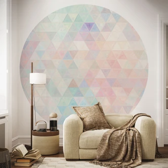 Behangcirkel Kleurrijke mozaïek driehoeken - Jaszke - vliesbehang/zelfklevend vliesbehang 