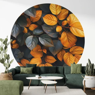 Fototapete Pflanzen - Leuchtende Blätterpracht im Herbst - Jaszke - Rund - Selbstklebend/Vlies 