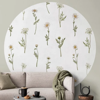 Fototapete Wiesenromantik mit Feldblumen - Kikki Belle - Rund - Selbstklebend/Vlies 