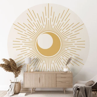 Gouden zonnestralen Fotobehang - KsanaKalpa - Rond - vliesbehang/zelfklevend vliesbehang Gouden zonnestralen Fotobehang - KsanaKalpa - Rond - vliesbehang/zelfklevend vliesbehang