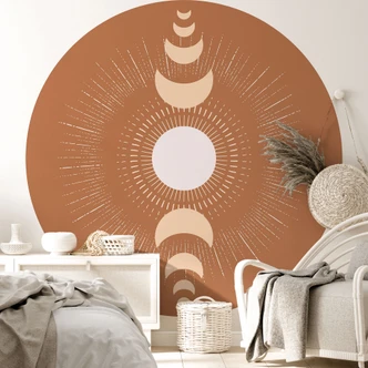 Fototapete Mondzyklen - Sonne und Mond im Einklang - KsanaKalpa - Rund - Selbstklebend/Vlies 