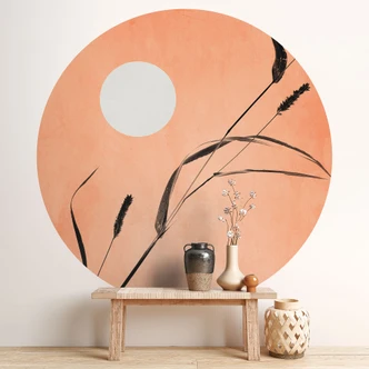 Tapet cirkel Siv i ferskenfarvet solskin - Kubistika - vliesetapet/selvklæbende non-woven tapet Tapet cirkel Siv i ferskenfarvet solskin - Kubistika - vliesetapet/selvklæbende non-woven tapet