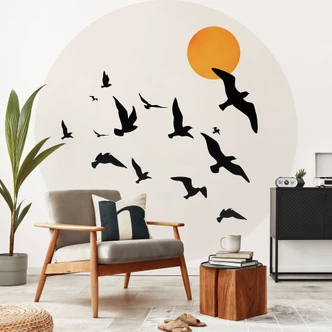 Tapet cirkel Trækfugle på vej sydpå - Kubistika - vliesetapet/selvklæbende non-woven tapet Tapet cirkel Trækfugle på vej sydpå - Kubistika - vliesetapet/selvklæbende non-woven tapet