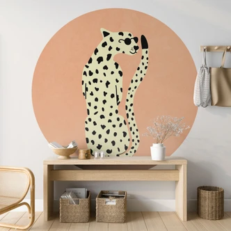 Fototapete Eleganter Gepard mit Sonnenbrille - Oltmanns - Rund - Selbstklebend/Vlies 