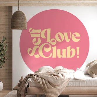 Wall Mural Self Love Club Pink - Prints by Ayleen - Round - Self-adhesive/non-woven 