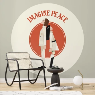 Papier peint Imagine Peace - Deux pour la paix et l'espoir - Retrodrome - Rond - papier peint intissé/papier peint intissé autocollant 