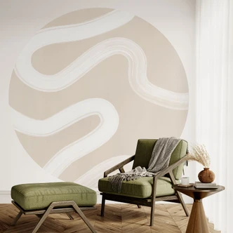 Wall Mural One Line Art - Gentle current - Ristova - Round - non self-adhesive/self-adhesive wallpapers 