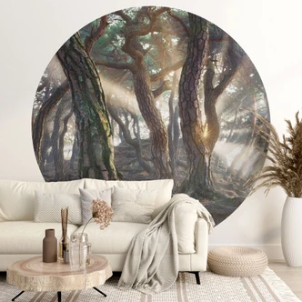 Fototapete Heiliger Kiefernwald - Ryu - Rund - Selbstklebend/Vlies 