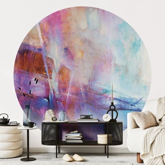 Fototapete Vliestapete Abstrakte Küstenlinie in Violett - Schmucker - Rund - Selbstklebend/Vlies 