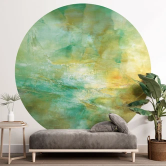 Fototapet Abstrakt horisont i limegrönt - Schmucker - Rund - Självhäftande/non-woven 