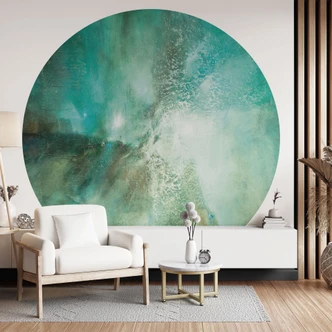 Fototapet Abstrakt turkos i ljus och struktur - Schmucker - Rund - Självhäftande/icke-vävd 