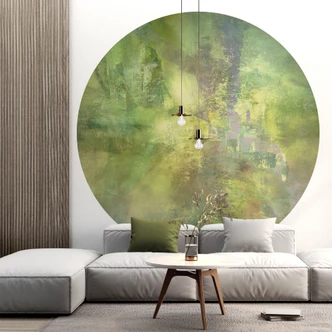 Fototapete Farbenspiel aus Goldgrün - Schmucker - Rund - Selbstklebend/Vlies 