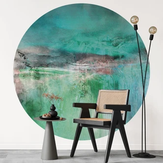 Fototapet Grönt fantasilandskap - Schmucker - Rund - Självhäftande/non-woven 