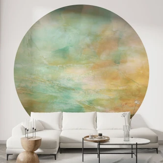 Fototapet Turkos gyllene ljus vid havet - Schmucker - Rund - Självhäftande/icke-vävd 