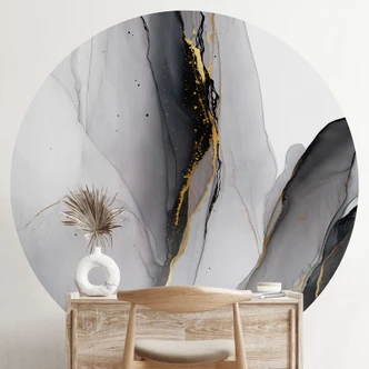 Fototapete Abstrakte Komposition in Gold und Grau - Shelest - Rund - Selbstklebend/Vlies 