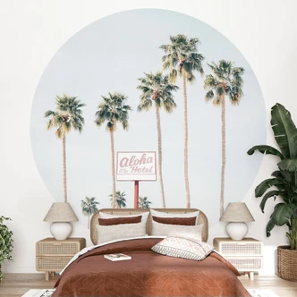 Fototapete Palmen am Hotel Aloha - Sisi & Seb - Rund - Selbstklebend/Vlies 