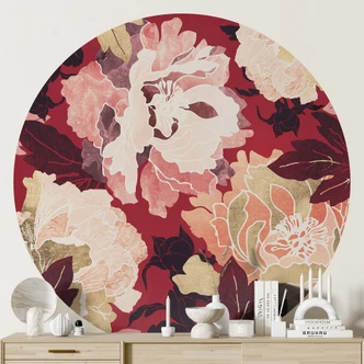 Fototapete Pfingstrosen mit großen Blüten - SpaceFrog Designs - Rund - Selbstklebend/Vlies 